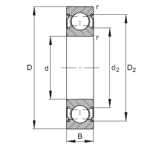 深溝球軸承 6205-C-2Z, 修正的內(nèi)部結構（C 代），根據(jù) DIN 625-1 標準的主要尺寸，兩側(cè)間隙密封